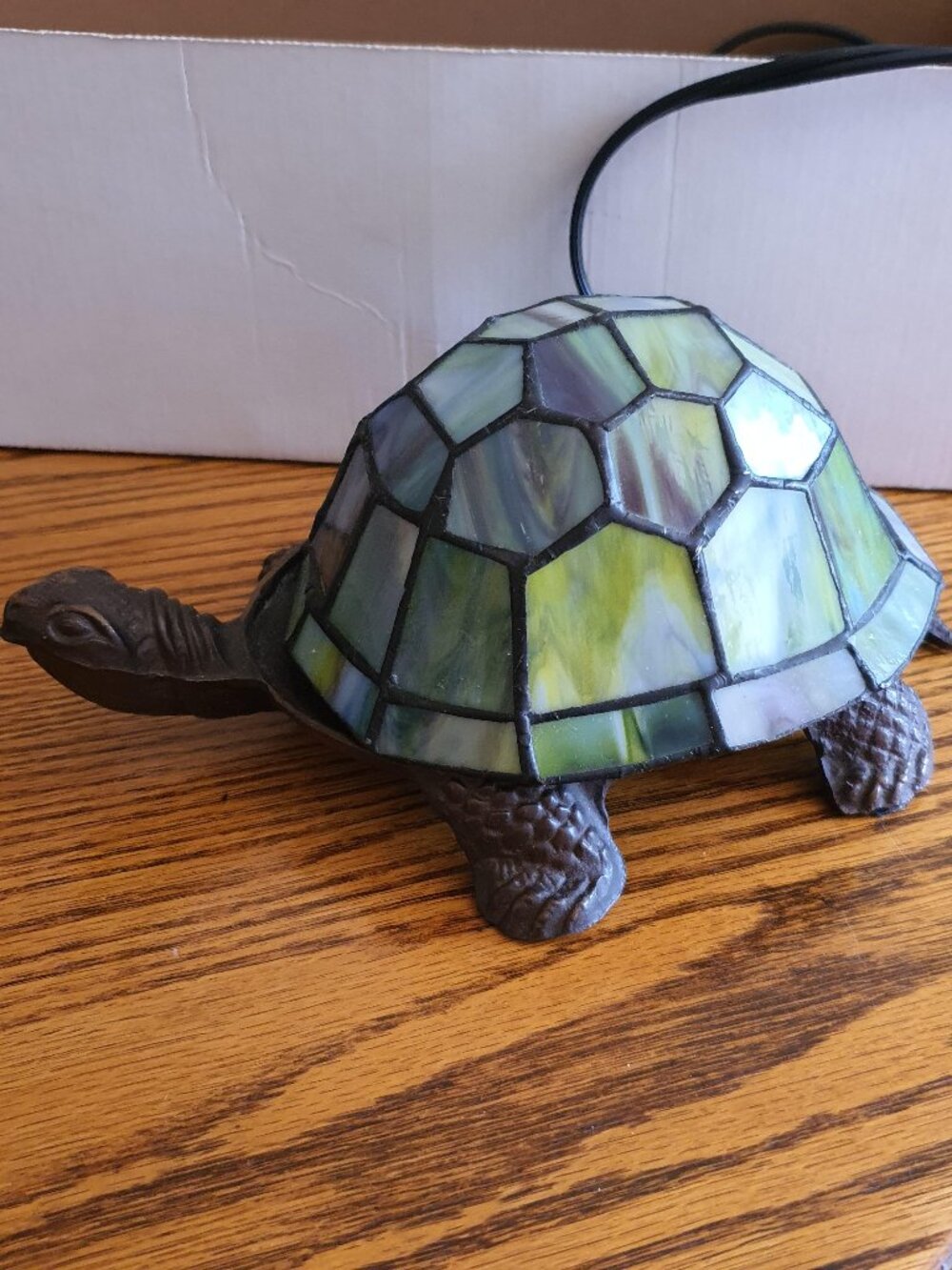 Vintage Turtle Tiffany Style Stained Glass Accent Table Lamp Night Light garden
